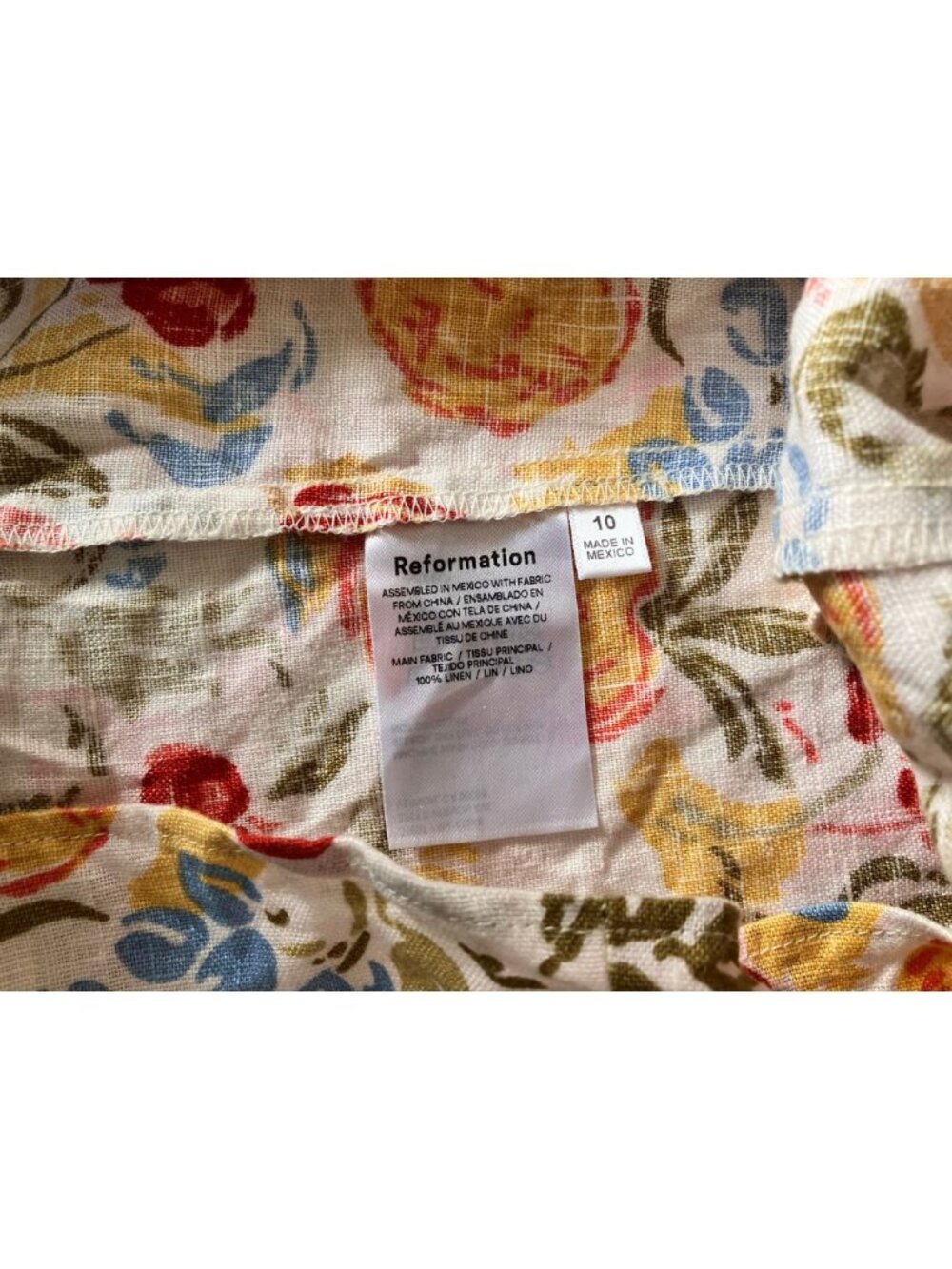 Reformation Anneliese Linen Midi Dress Fruit Cocktail Size 10 - Picture 10 of 10